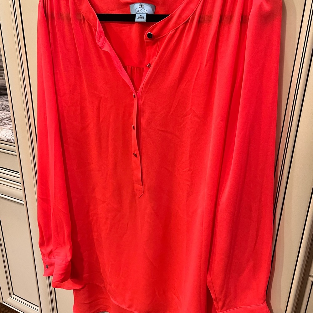CeCe Bright Red Blouse